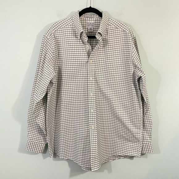 L.L. Bean Other - LL Bean Green & White Plaid Wrinkle Resistant Button Down Shirt Size 16.5 - 35